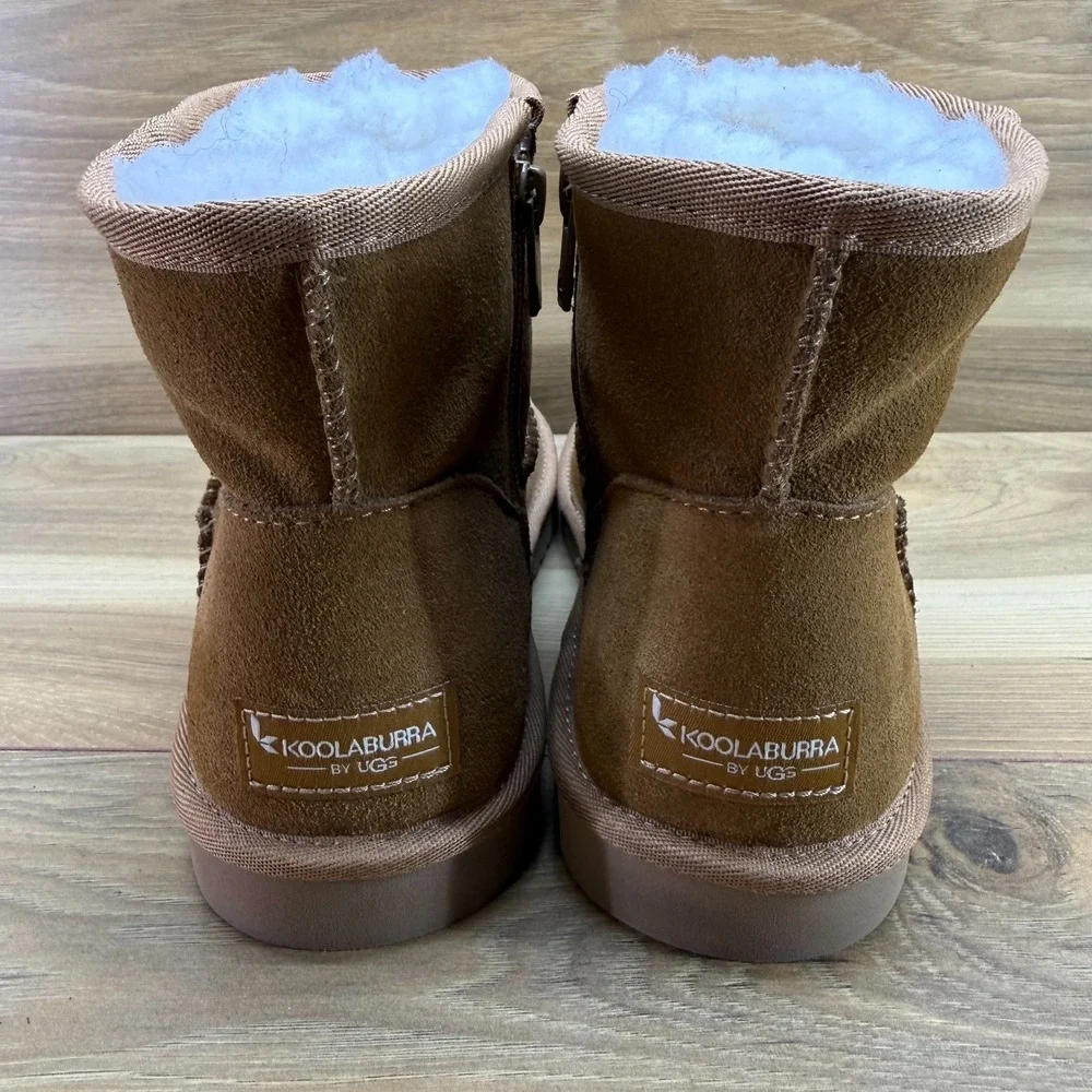 UGG Koolaburra Classic Mini Boots Big Girls Youth 5 Zip Chestnut Faux Sherpa